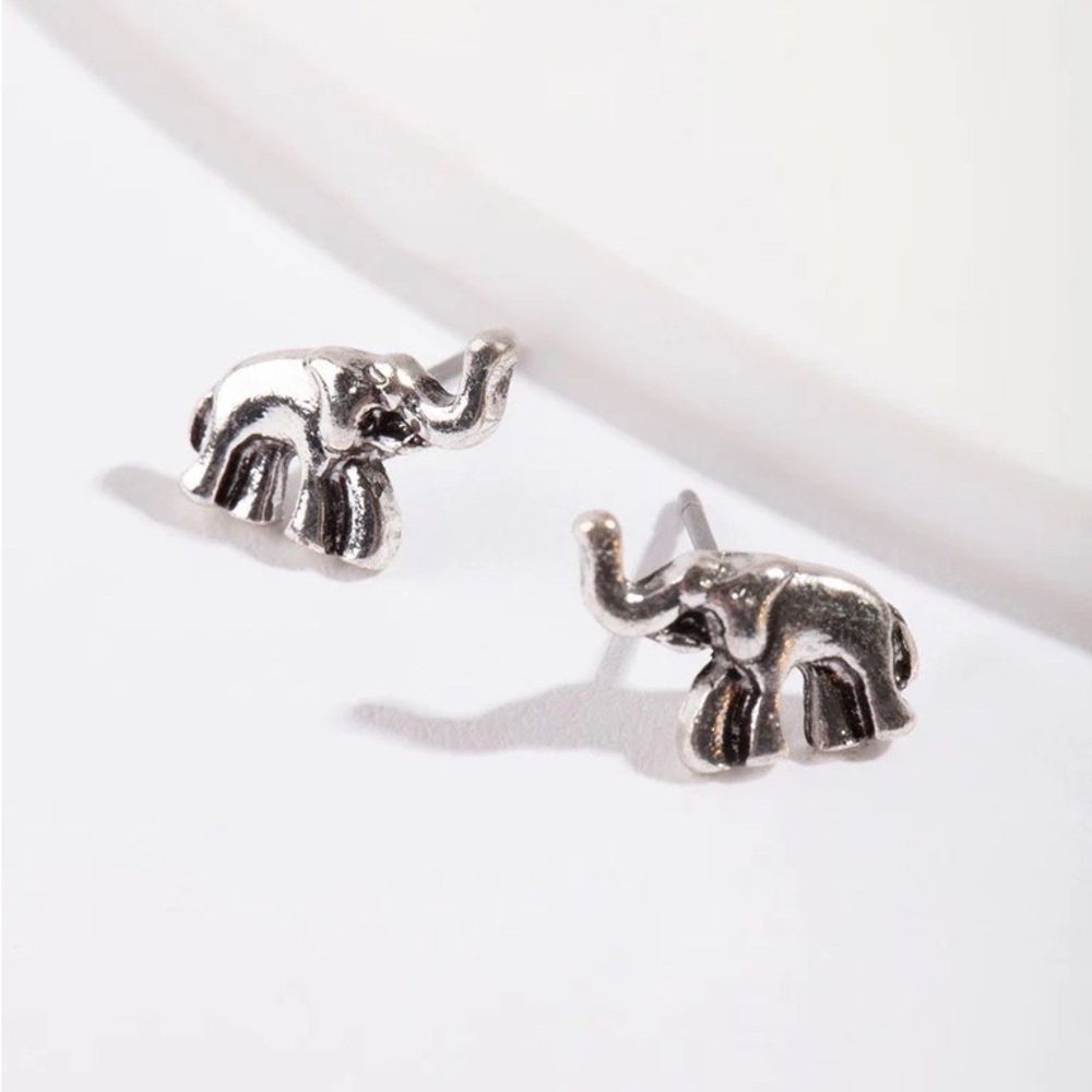 Silver Mini Elephant Stud Earrings